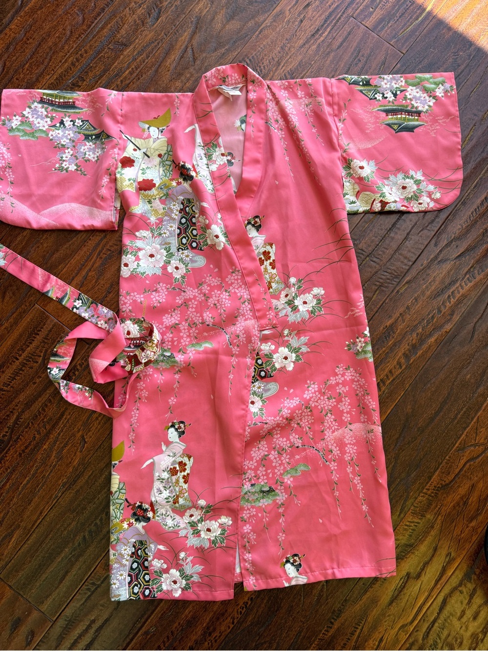 Made in Japan Pink Girls Kimono Robe with Obi Sash